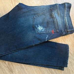 Diesel Blue Straight Jeans with Distressed Details